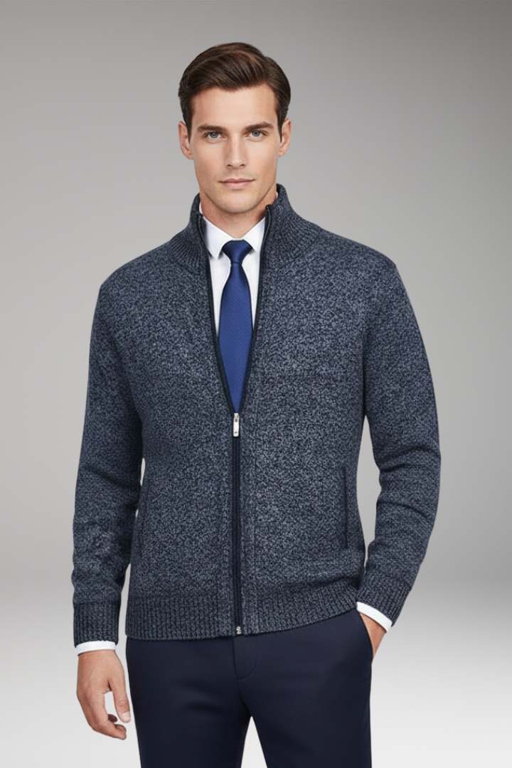 Men's Cardigan Sweater Stand Collar Button Closure
