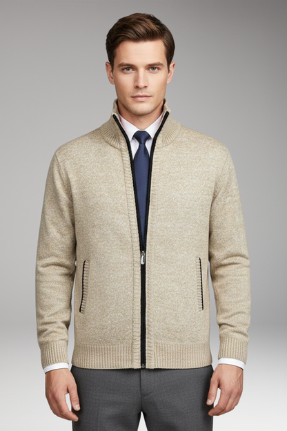 Men's Cardigan Sweater Stand Collar Button Closure