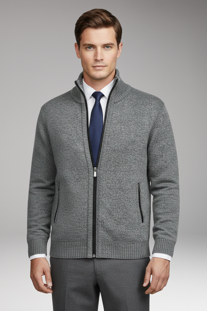 Men's Cardigan Sweater Stand Collar Button Closure