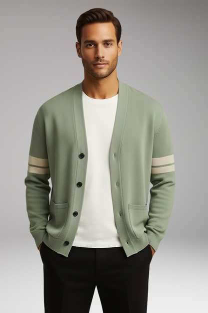 Men's Button Cardigan Contrast Trim