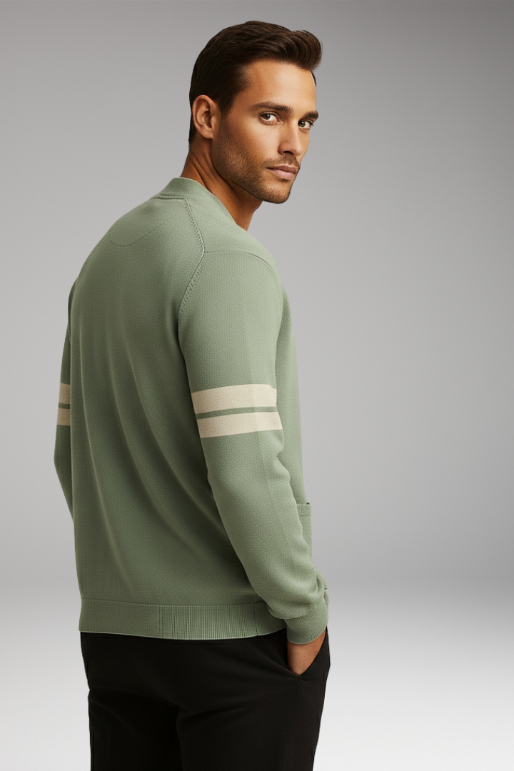 Men's Button Cardigan Contrast Trim