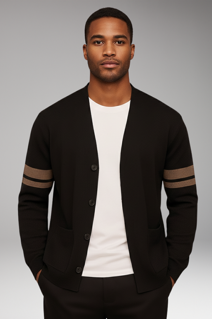 Men's Button Cardigan Contrast Trim