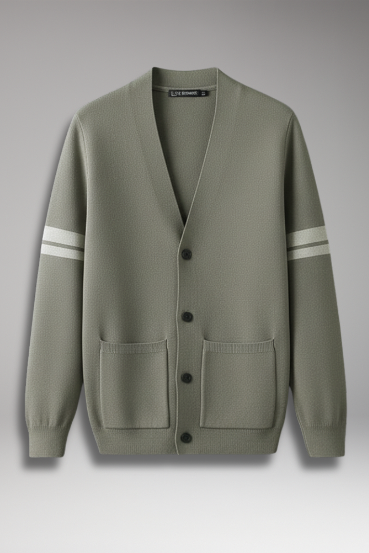 Men's Button Cardigan Contrast Trim - VibreMode