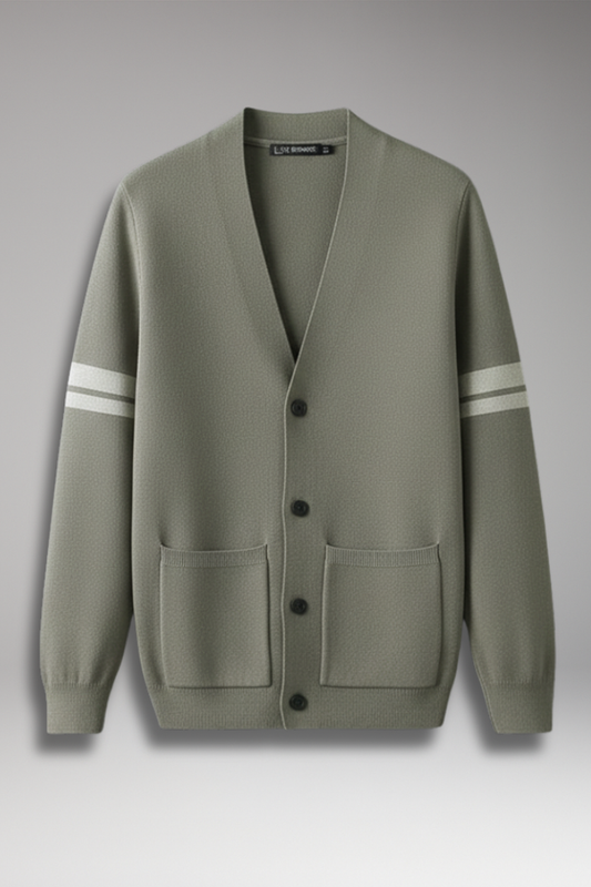 Men's Button Cardigan Contrast Trim - VibreMode