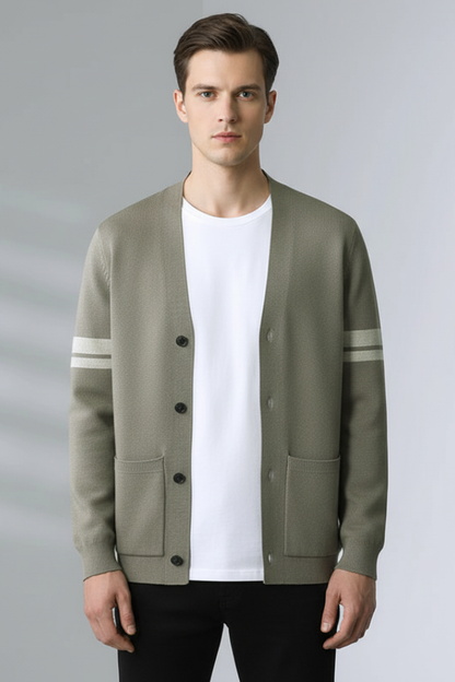 Men's Button Cardigan Contrast Trim
