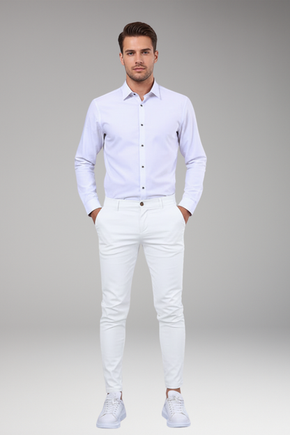 Men's Slim Leg Chino Pants Button Fly