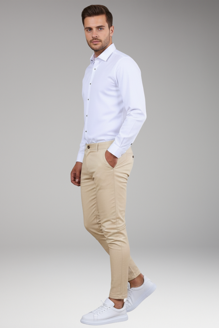 Men's Slim Leg Chino Pants Button Fly