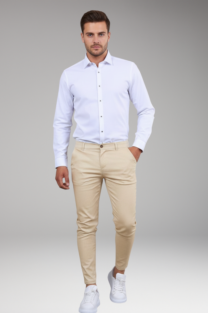 Men's Slim Leg Chino Pants Button Fly