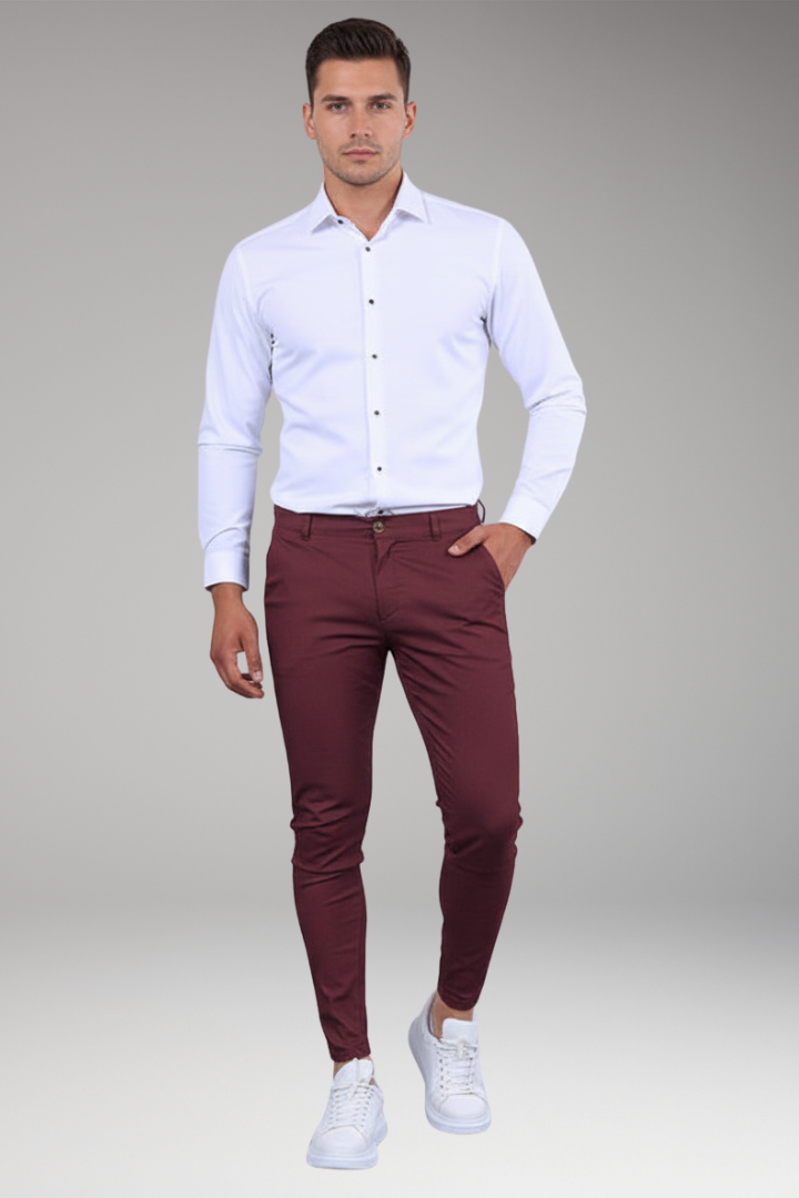 Men's Slim Leg Chino Pants Button Fly