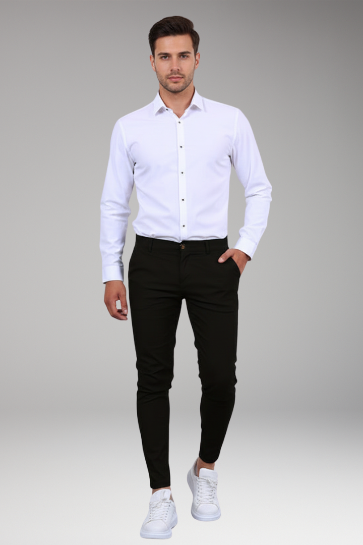 Men's Slim Leg Chino Pants Button Fly