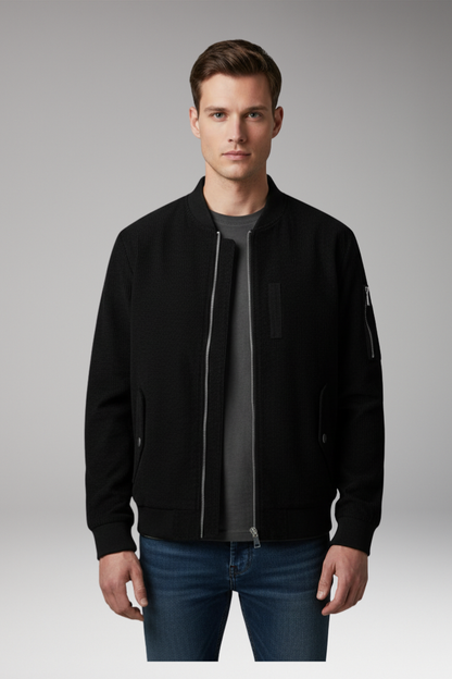 Men's Corduroy Bomber Jacket Ribbed Trim