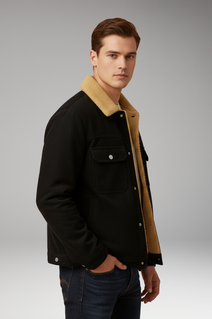 Men's Corduroy Jacket Fleece Lined Snap Button
