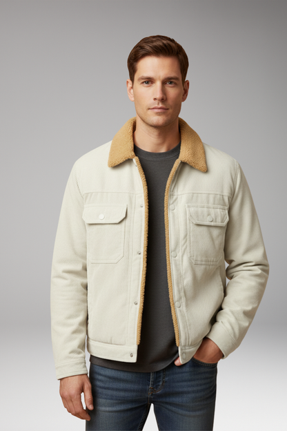 Men's Corduroy Jacket Fleece Lined Snap Button
