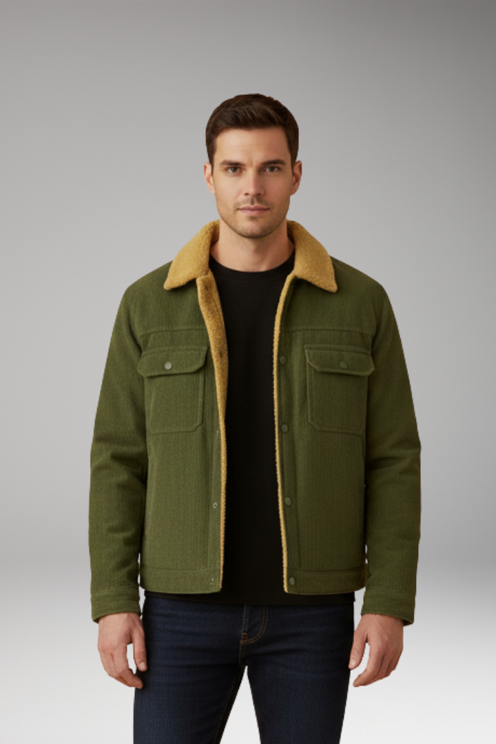 Men's Corduroy Jacket Fleece Lined Snap Button