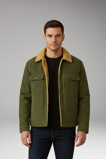 Men's Corduroy Jacket Fleece Lined Snap Button