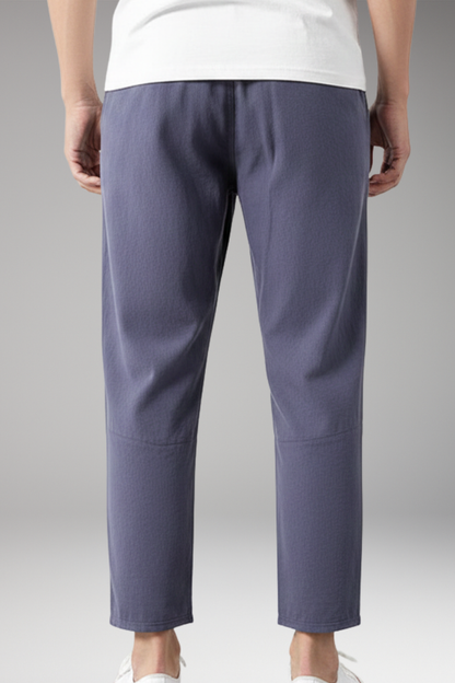 Men's Cropped Elastic Waist Pants with Side Pockets