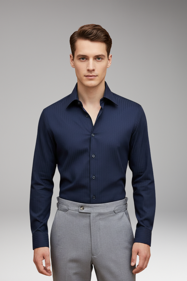 Men's Slim Fit Dress Shirt Vertical Stripes