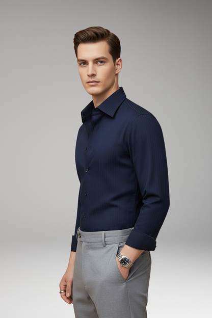 Men's Slim Fit Dress Shirt Vertical Stripes