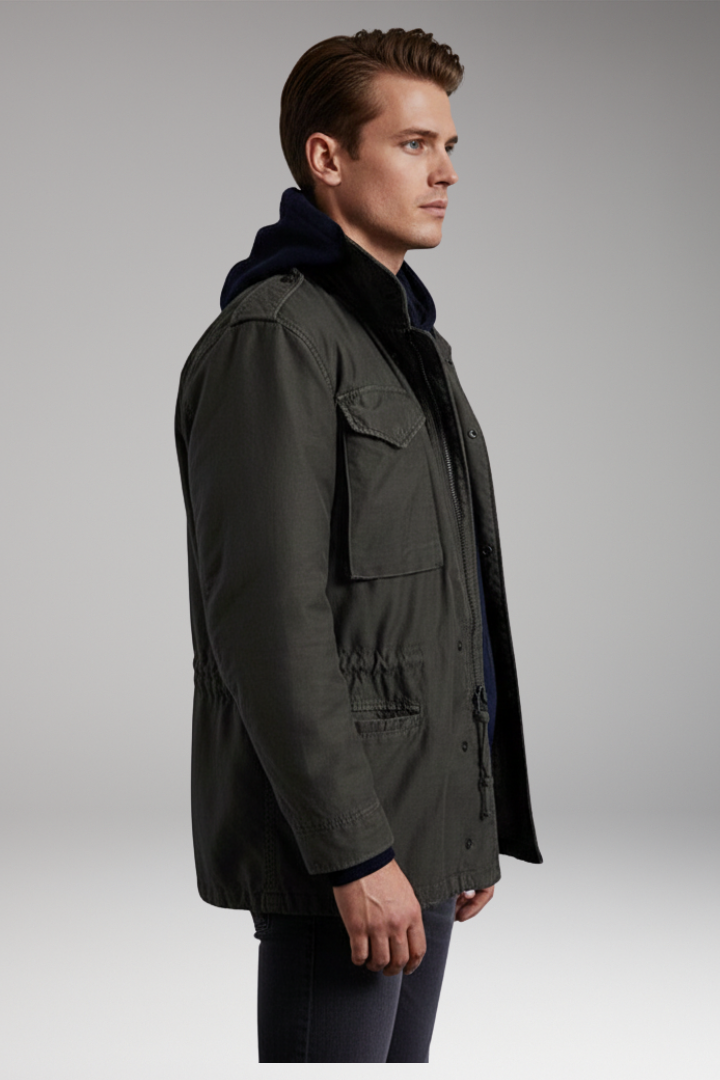 Men's Field Jacket Waterproof Snap Pockets