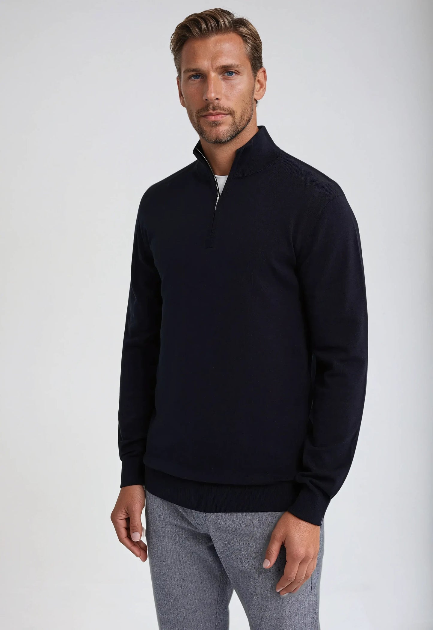 Warm Mens Classic Quarter Zip Sweater
