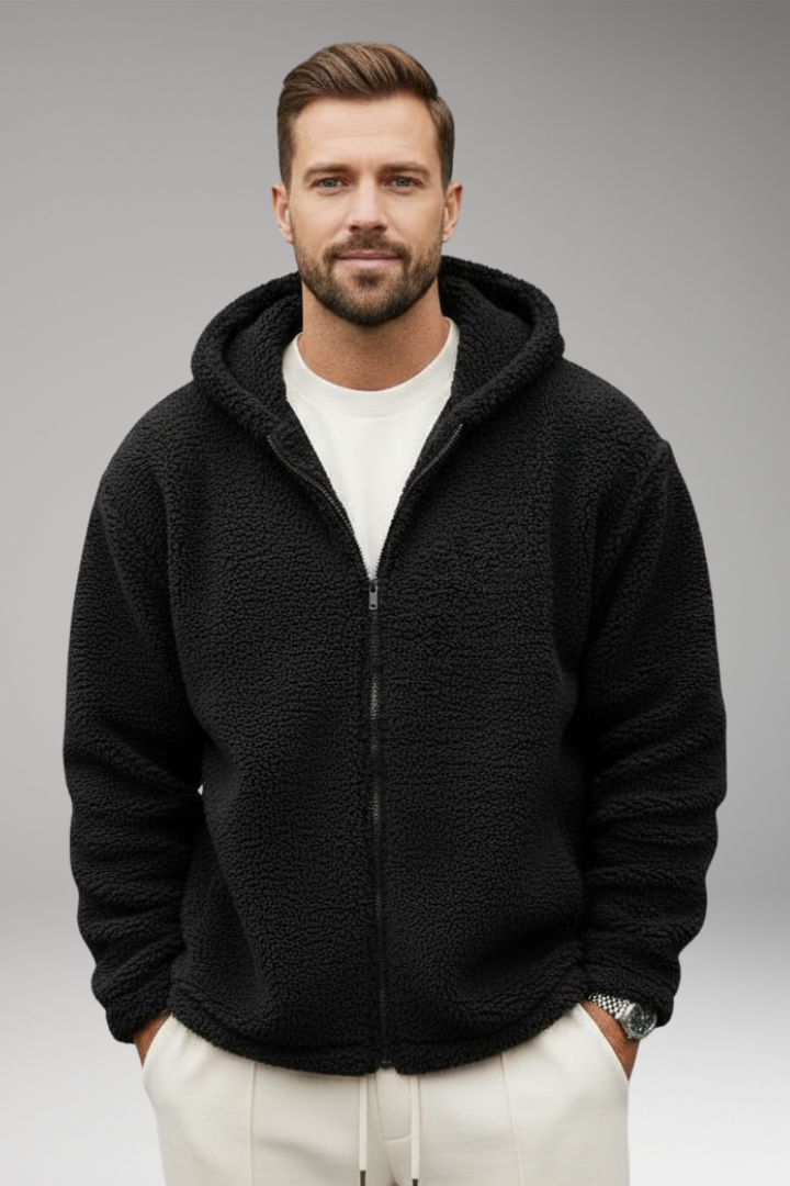 Men's Hooded Zip Jacket Pouch Pockets