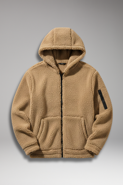 Men's Hooded Zip Jacket Pouch Pockets - VibreMode