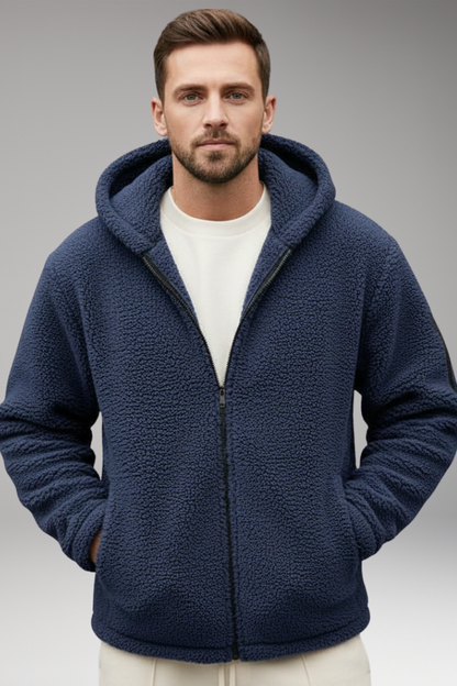 Men's Hooded Zip Jacket Pouch Pockets