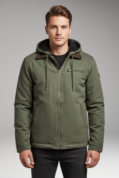 Men's Hooded Zip Jacket Lined Interior
