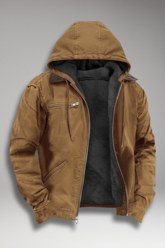 Men's Hooded Zip Jacket Lined Interior - VibreMode