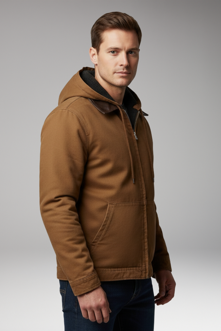 Men's Hooded Zip Jacket Lined Interior