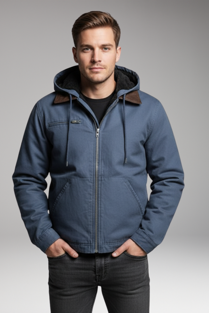 Men's Hooded Zip Jacket Lined Interior