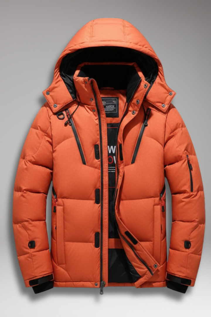 Men's Puffer Jacket Hooded Zip Front - VibreMode