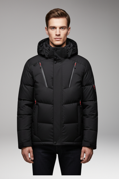 Men's Puffer Jacket Hooded Zip Front