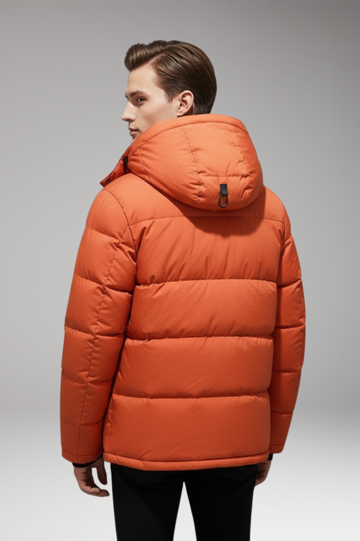 Men's Puffer Jacket Hooded Zip Front