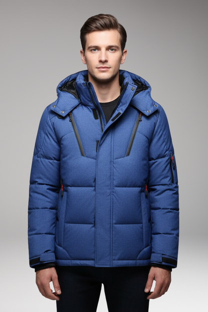 Men's Puffer Jacket Hooded Zip Front