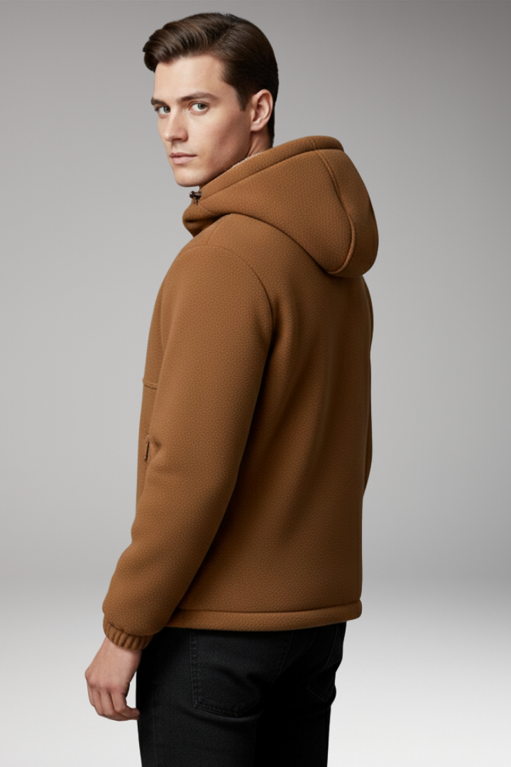 Men's Hooded Jacket Zipper Pockets