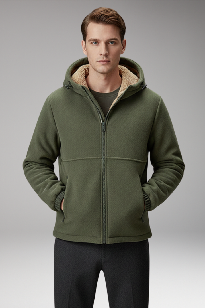 Men's Hooded Jacket Zipper Pockets