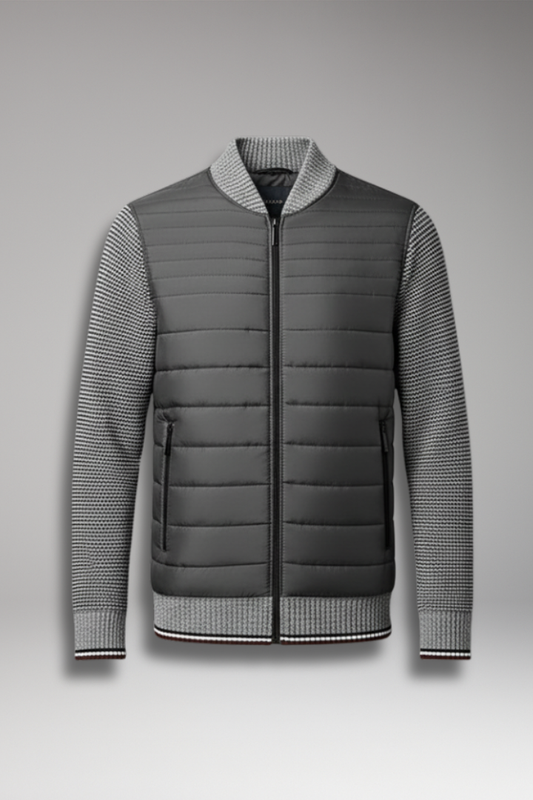 Men's Quilted Jacket Contrast Sleeves - VibreMode