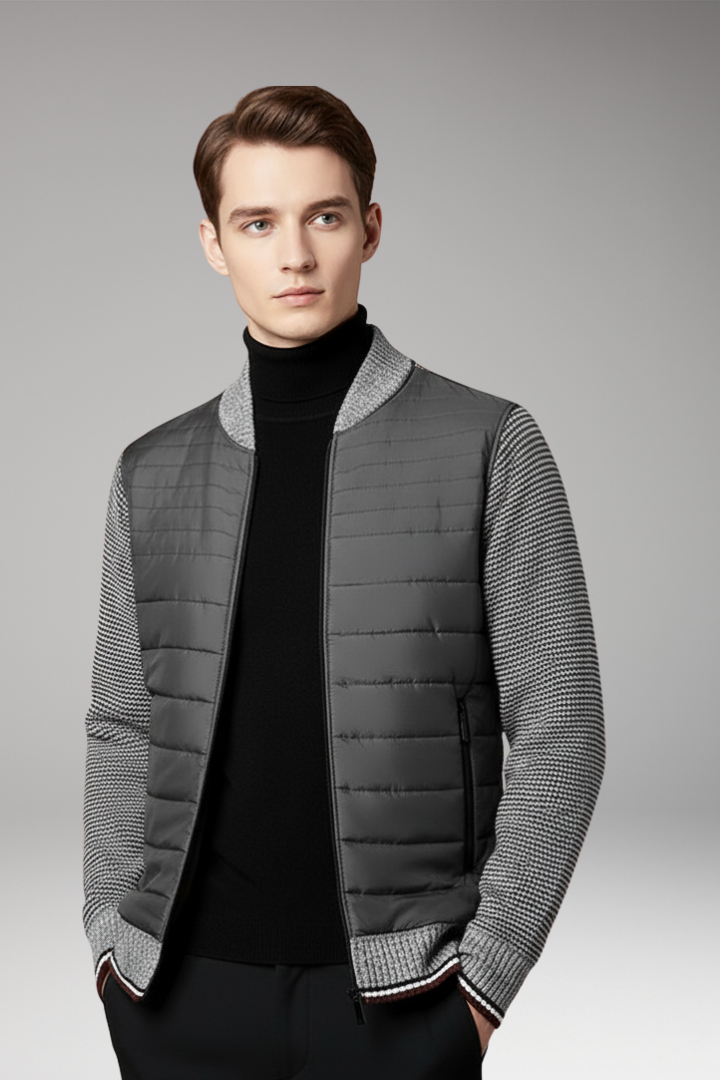 Men's Quilted Jacket Contrast Sleeves