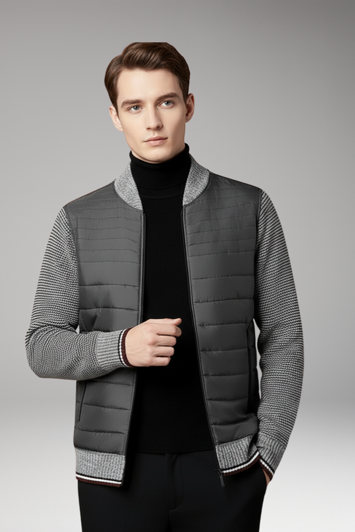 Men's Quilted Jacket Contrast Sleeves