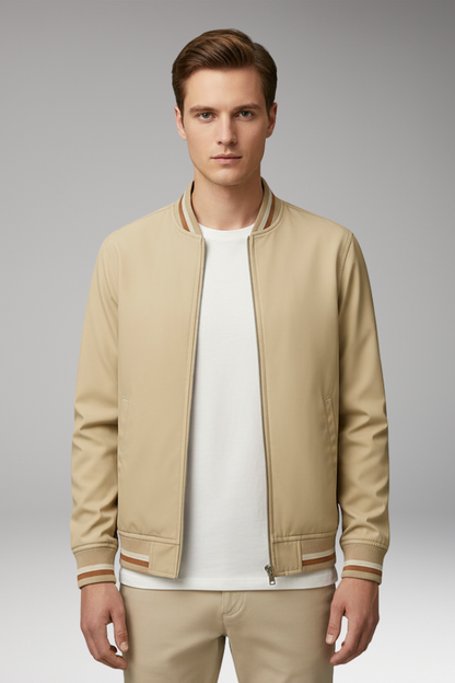 Men's Zip Front Jacket Ribbed Edge