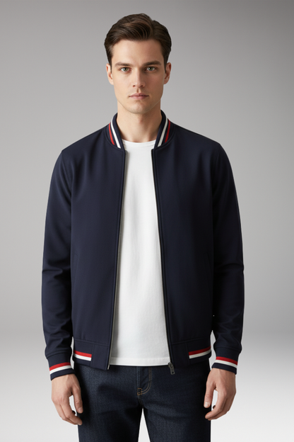 Men's Zip Front Jacket Ribbed Edge