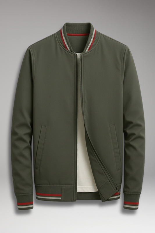 Men's Zip Front Jacket Ribbed Edge - VibreMode