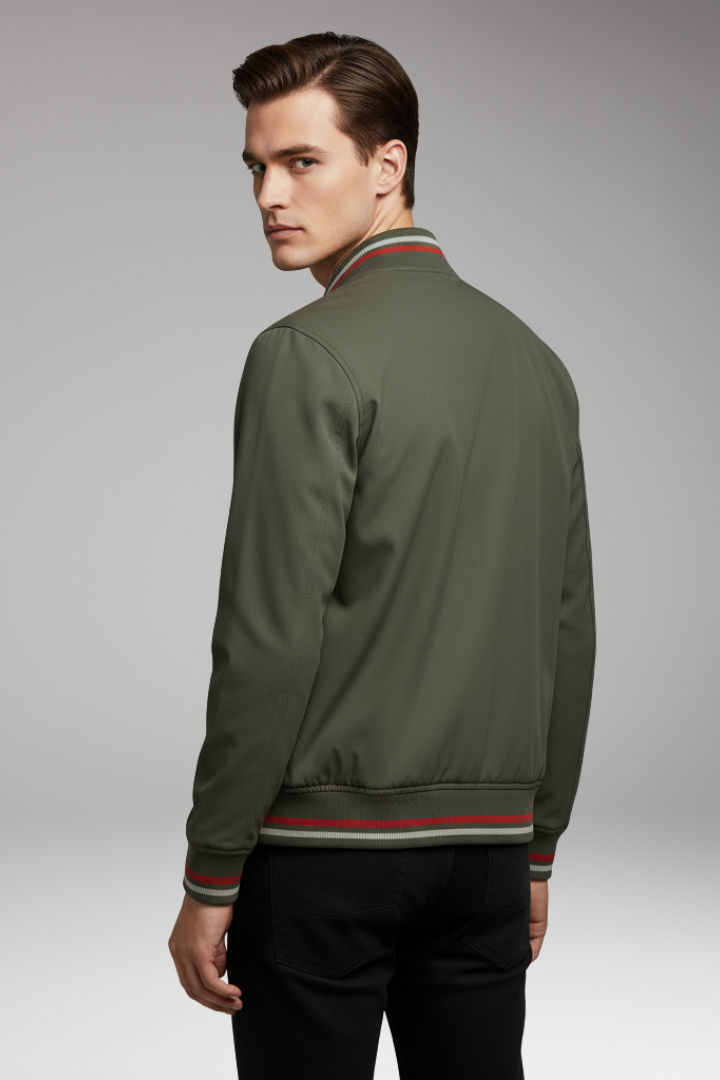 Men's Zip Front Jacket Ribbed Edge