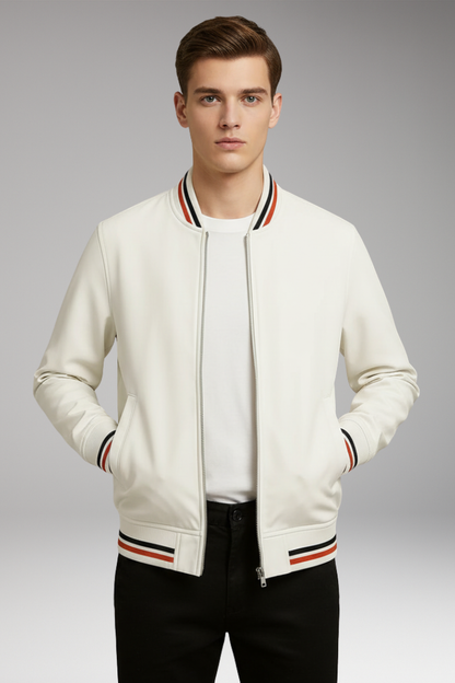 Men's Zip Front Jacket Ribbed Edge