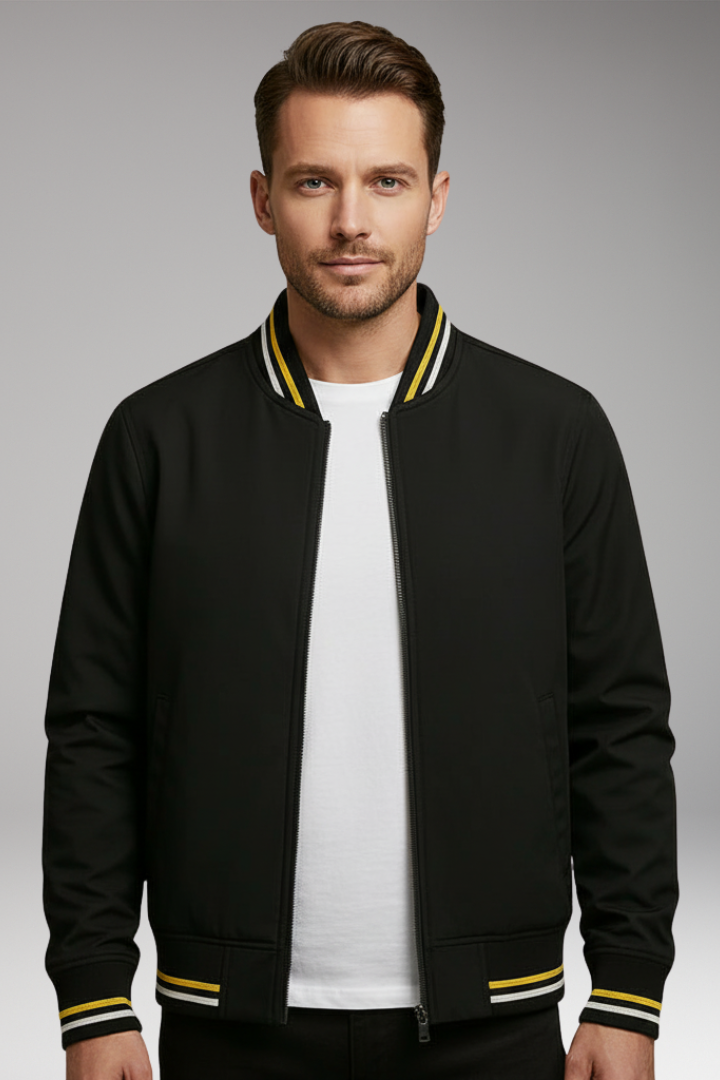 Men's Zip Front Jacket Ribbed Edge