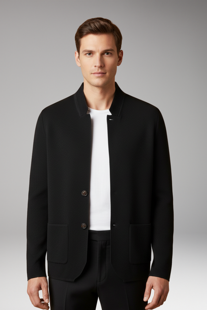 Men's Knit Cardigan Stand Collar Two Button