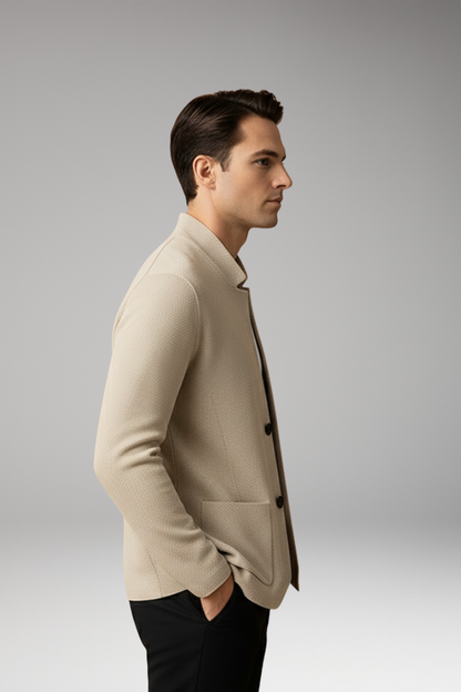 Men's Knit Cardigan Stand Collar Two Button