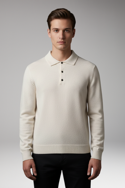 Men's Knitted Polo Shirt Button Front
