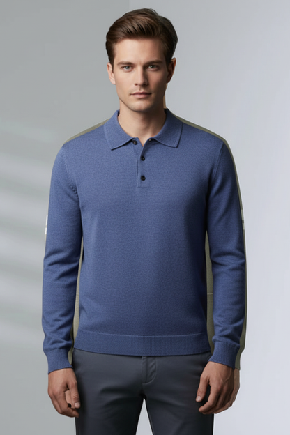 Men's Knitted Polo Shirt Button Front